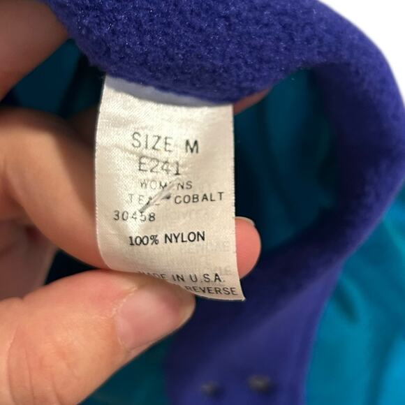 Vintage LL Bean Turquoise Windbreaker Womens Sz Medium Henley Nylon Unlined - Picture 6 of 16